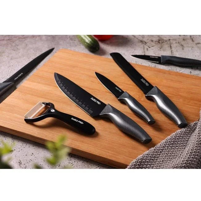 Küchenmesserset - 6-teilig - Carbon - Schwarz - 6