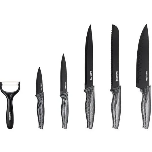Küchenmesserset - 6-teilig - Carbon - Schwarz - 7