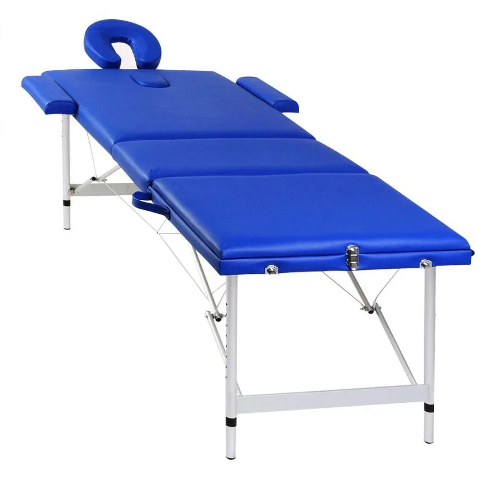 Klappbare Massageliege 3 Zonen mit Aluminiumrahmen (blau) - 5