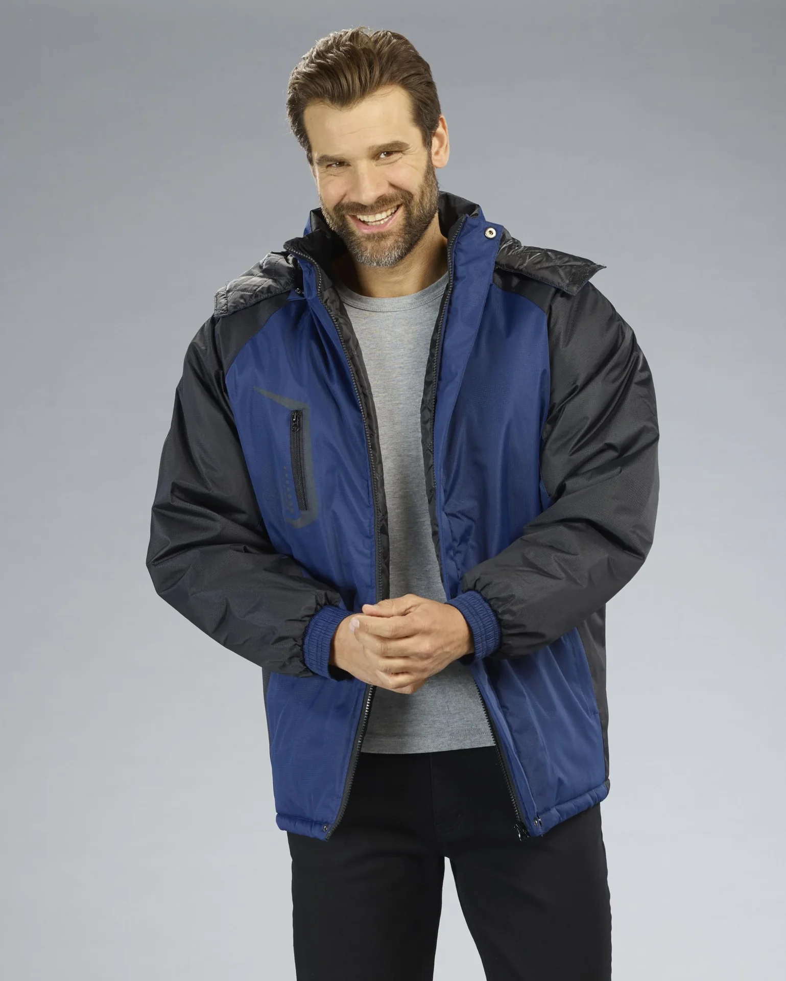 Jacke mit Kapuze, Farbe marine/schwarz, Gr.M - 0
