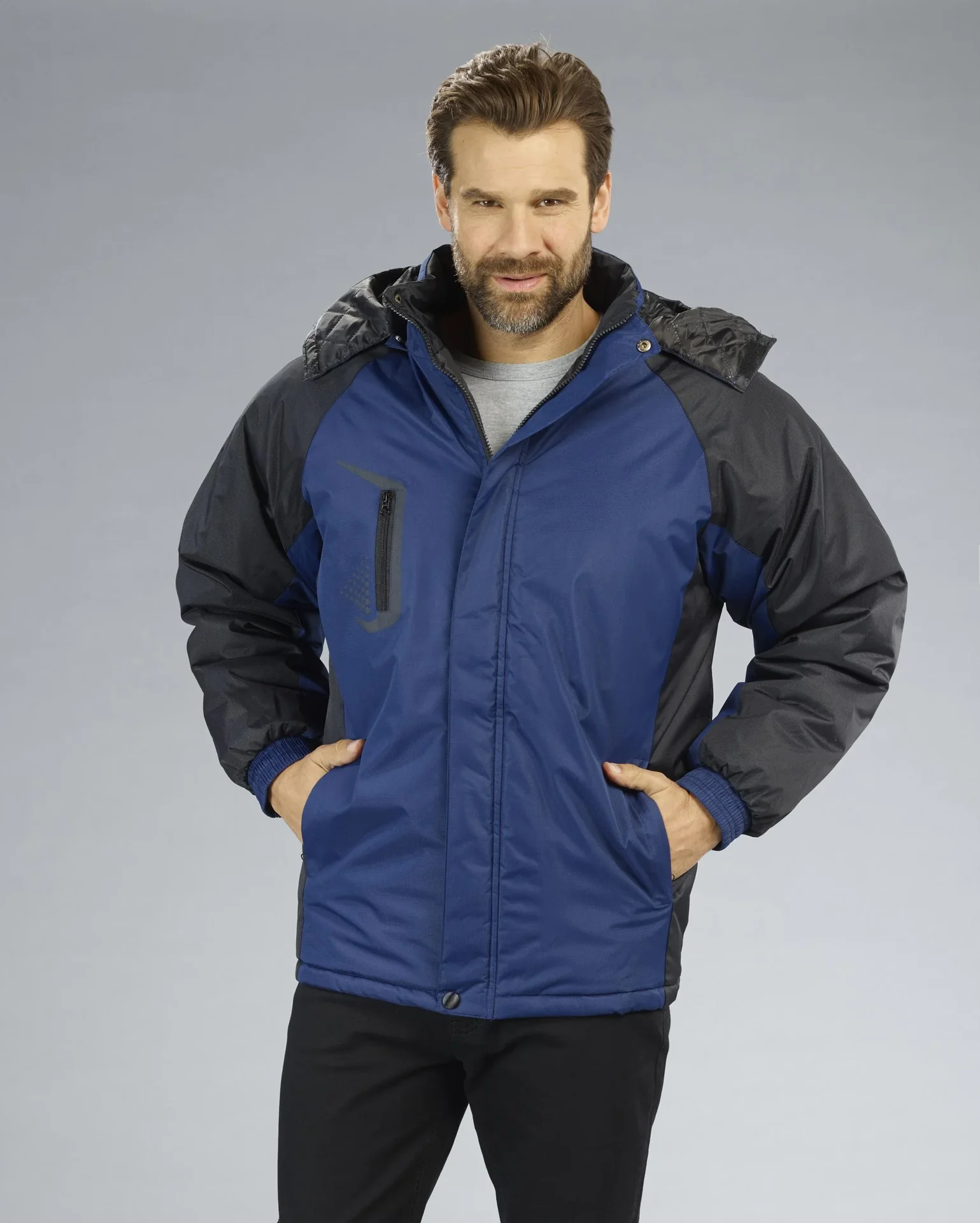 Jacke mit Kapuze, Farbe marine/schwarz, Gr.M - 2