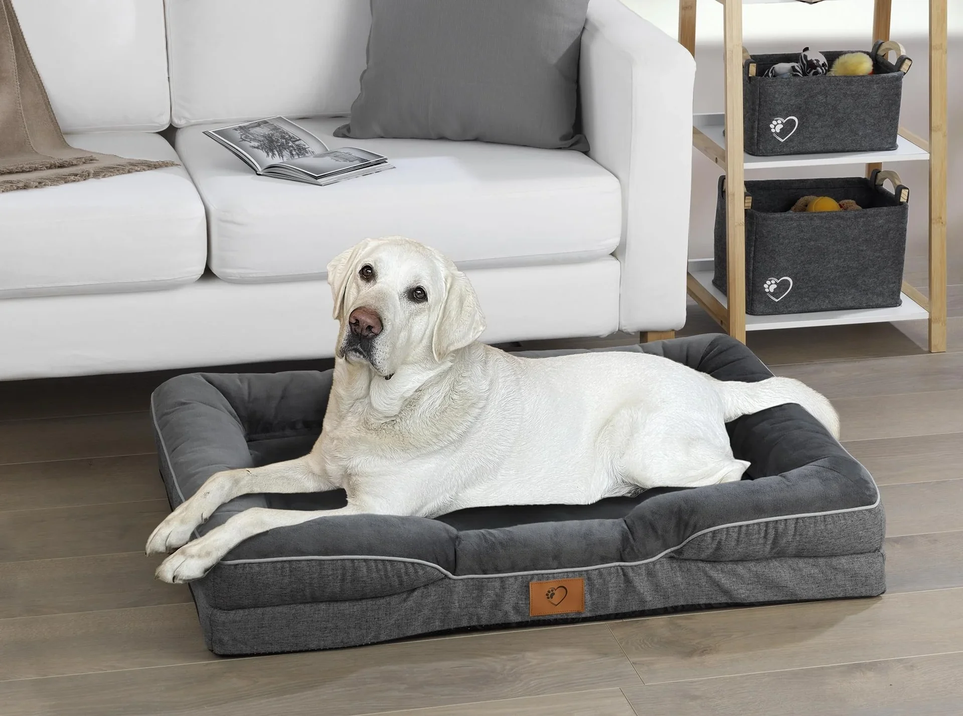 Orthopädisches Hundebett, Grau, Größe L, 100 x 70 x 16 cm - 1