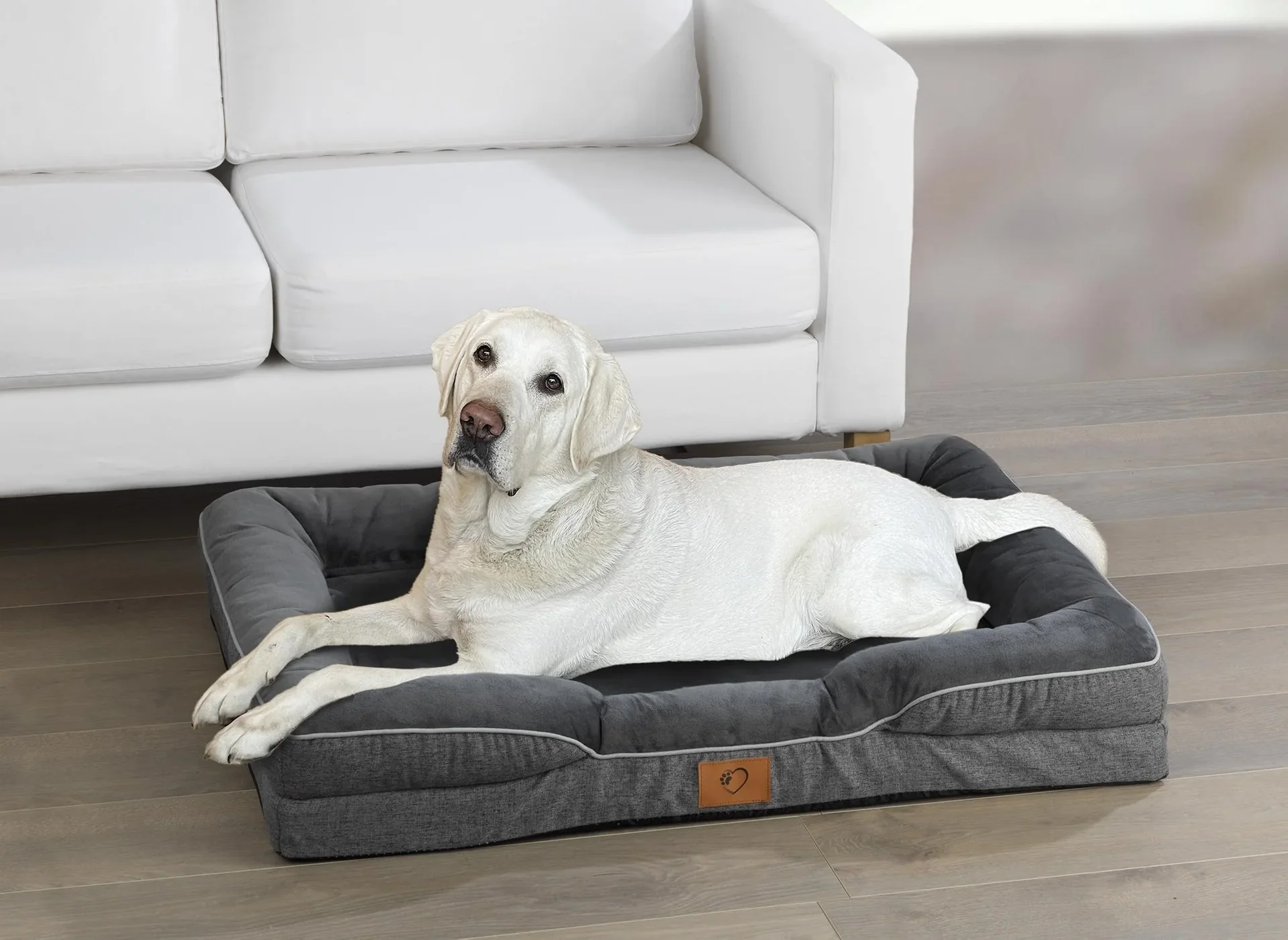 Orthopädisches Hundebett, Grau, Größe L, 100 x 70 x 16 cm - 4