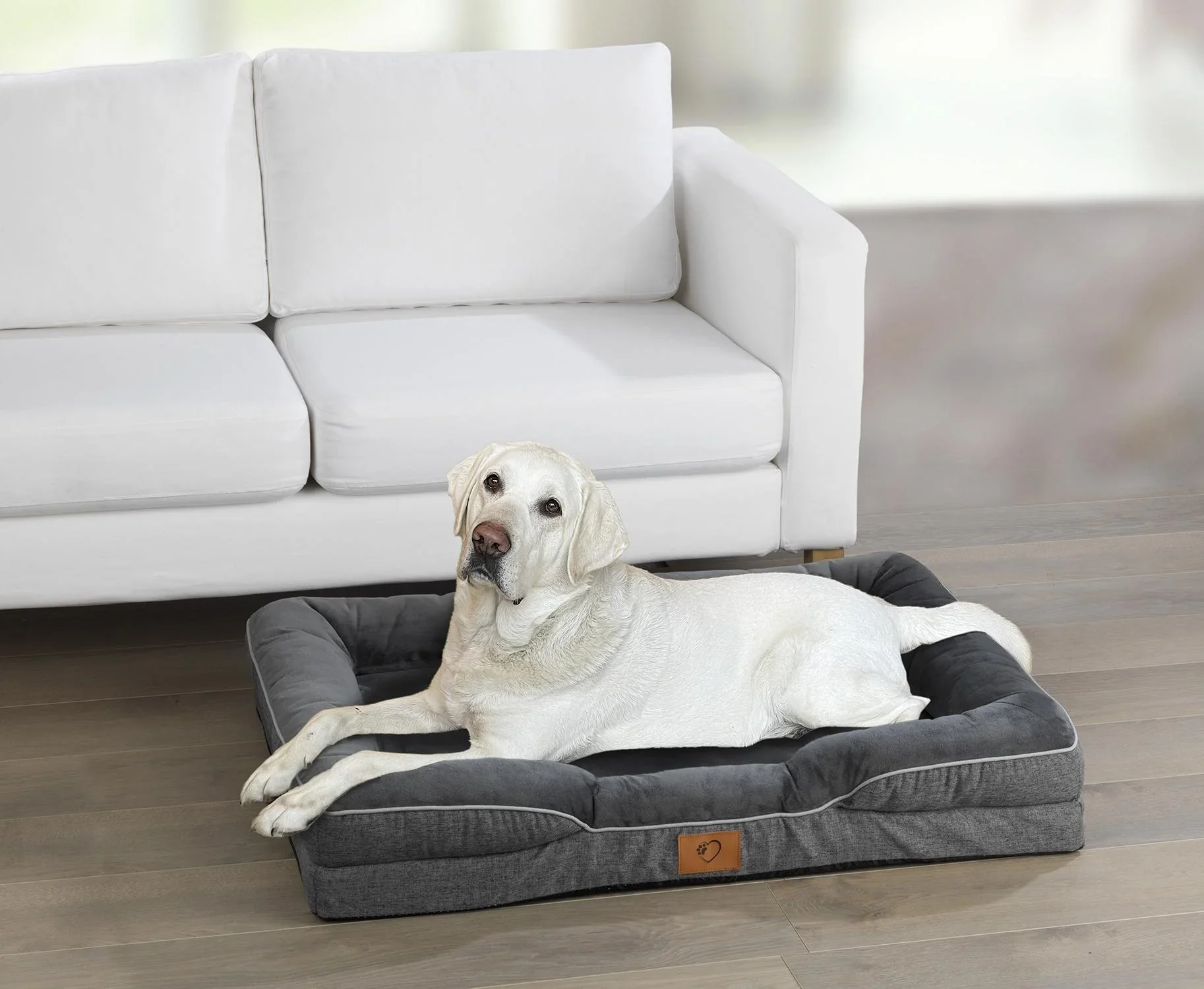 Orthopädisches Hundebett, Grau, Größe L, 100 x 70 x 16 cm - 10