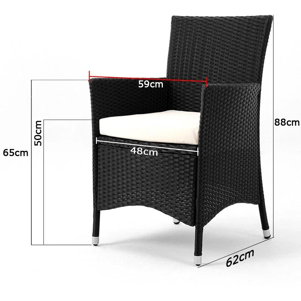 Garten-Set Polyrattan Milan 6+1 Set - Schwarz - 1