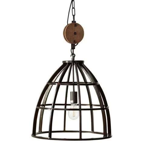 Hängelampe Matrix XL bundesweit Metall met Holz 144 x Ø 48 cm 60W E27 - 0
