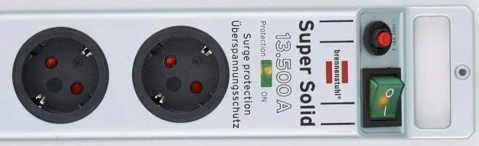 Steckdosenleiste Super-Solid 5-fach mit 13500 A Überspannungsschutz, silber - 0