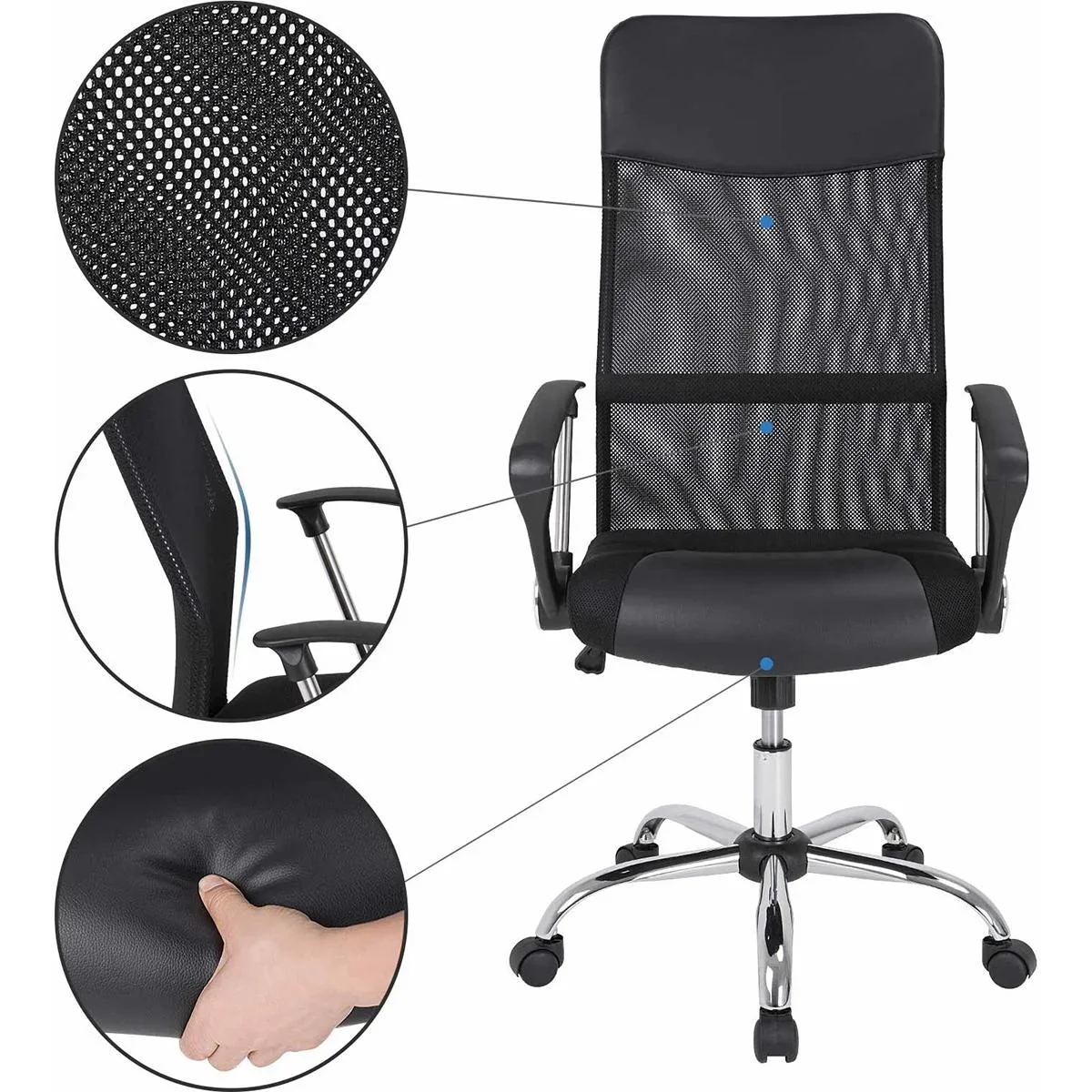 Drehstuhl mit Netzgewebe schwarz - 2