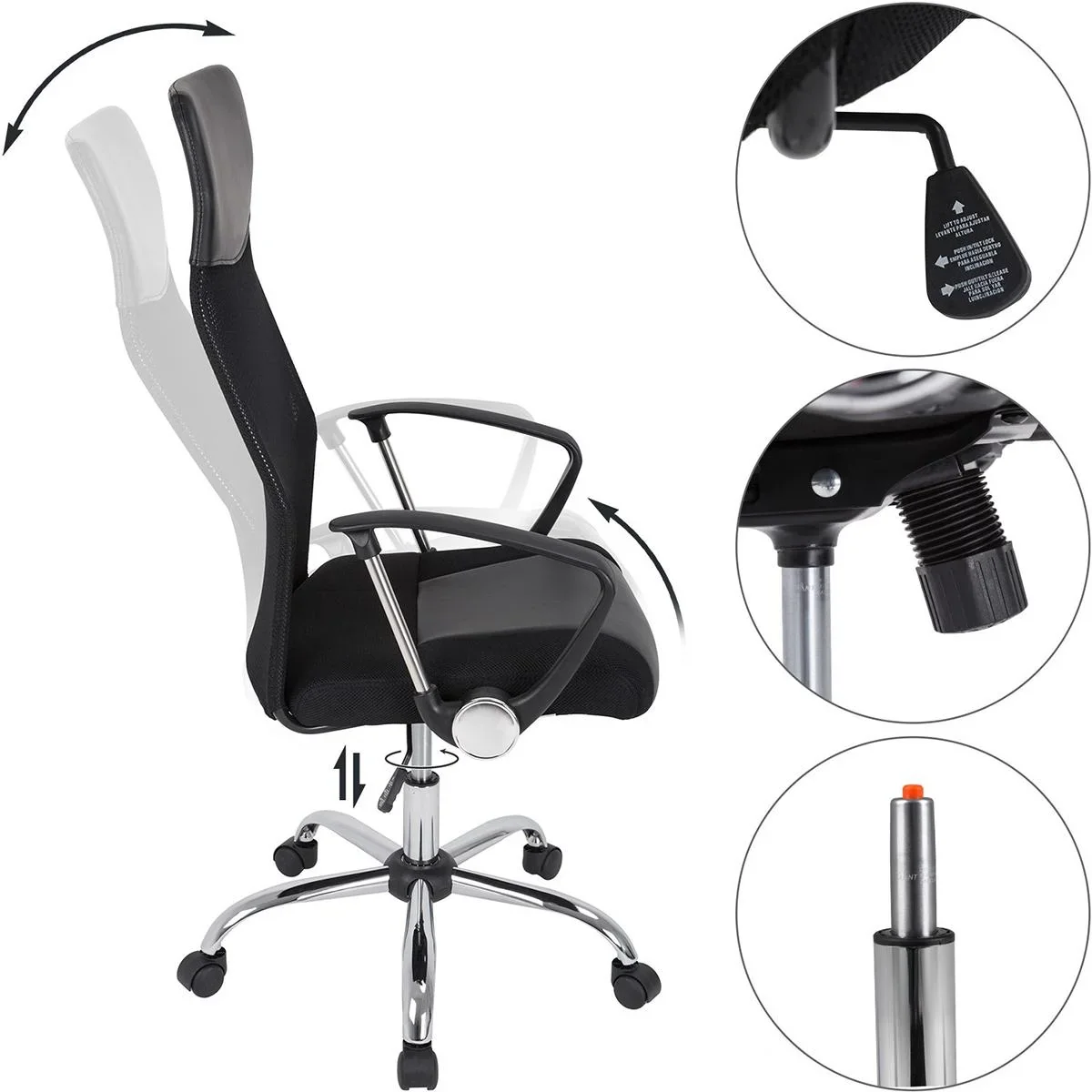 Drehstuhl mit Netzgewebe schwarz - 4