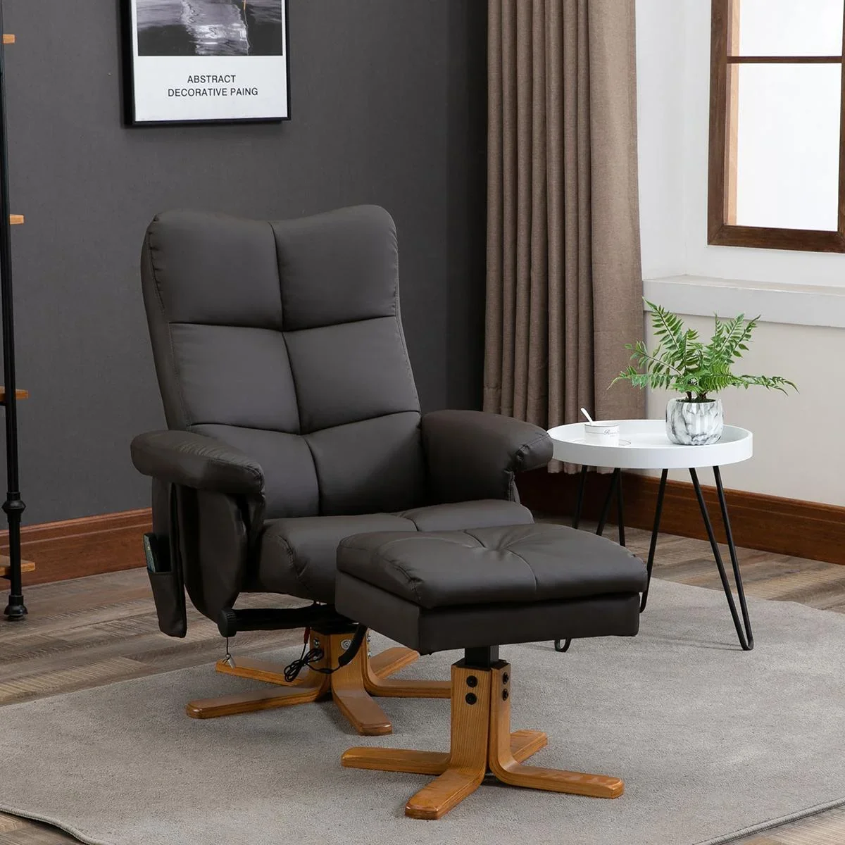 Massagesessel mit Fußhocker | Relaxsessel | Braun| 80 x 86 x 99 cm - 1