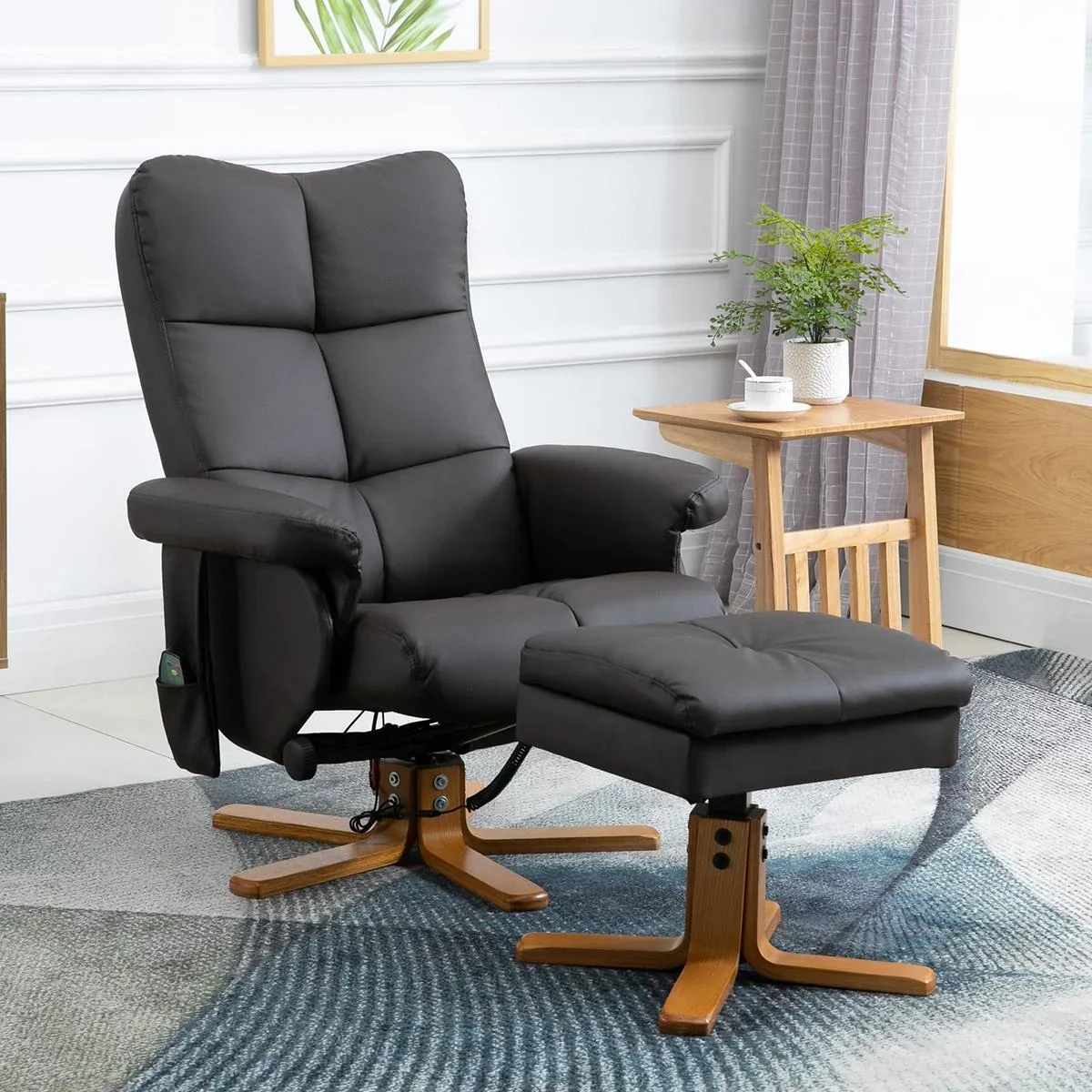 Massagesessel mit Fußhocker | Relaxsessel | Braun| 80 x 86 x 99 cm - 2