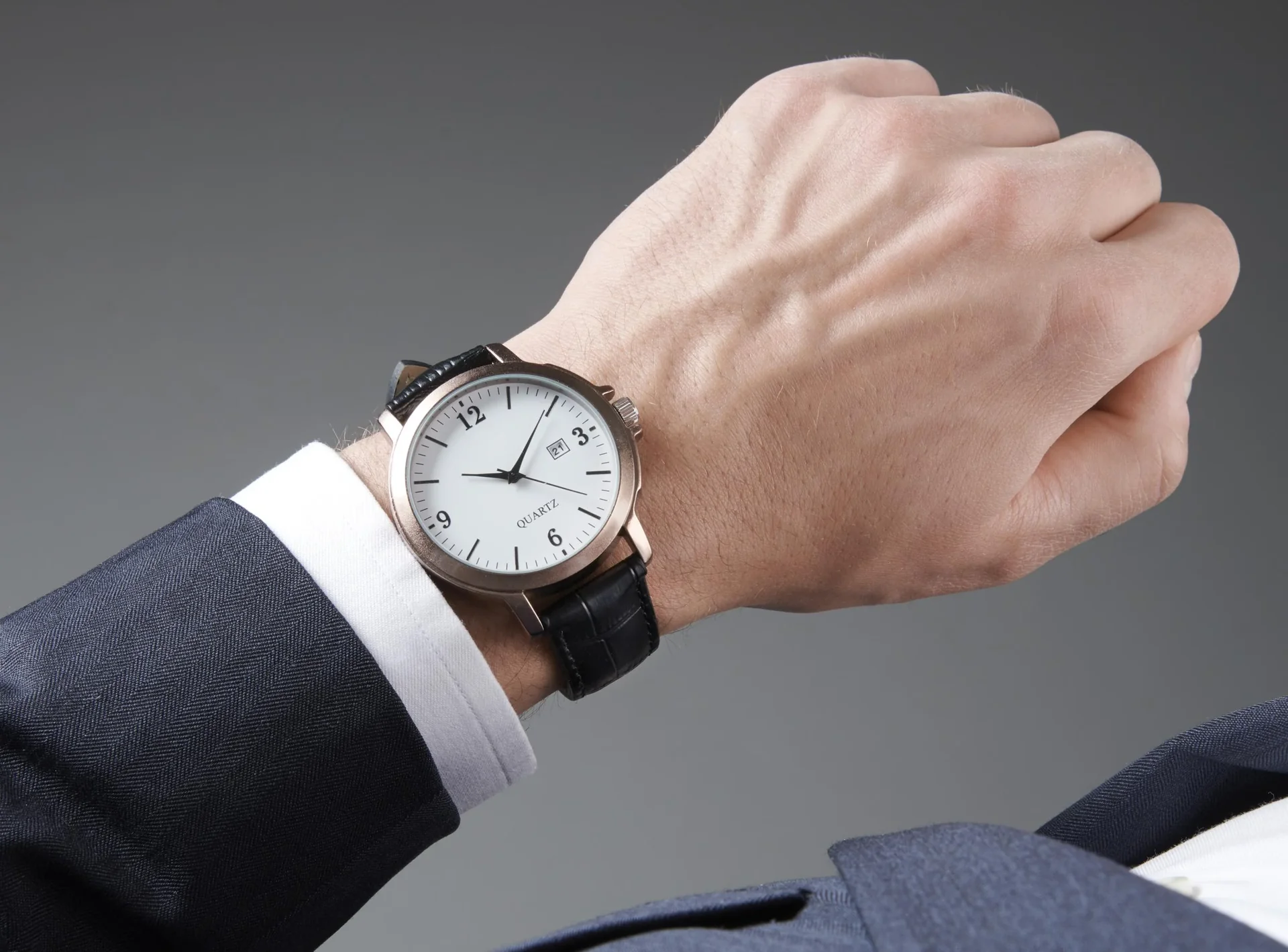 Uhren Set für Sie und Ihn - bronzefarben mit Echtlederarmband und Datumsanzeige - 2