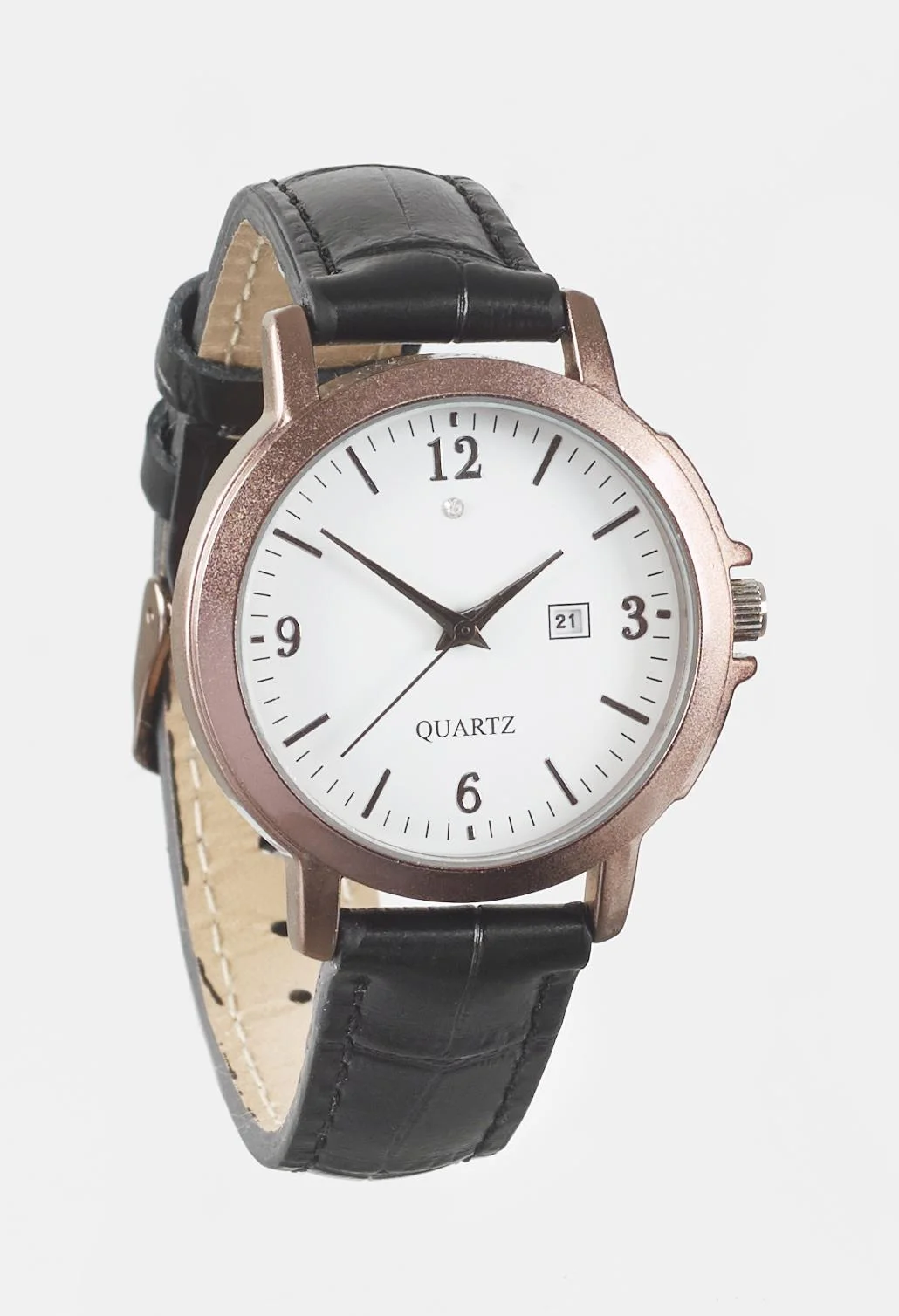 Uhren Set für Sie und Ihn - bronzefarben mit Echtlederarmband und Datumsanzeige - 3