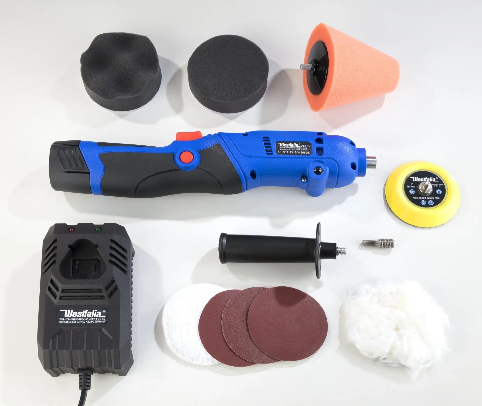 10,8 Volt Akku Poliermaschine Rotation - inklusive Zuberhör und Tasche - 8