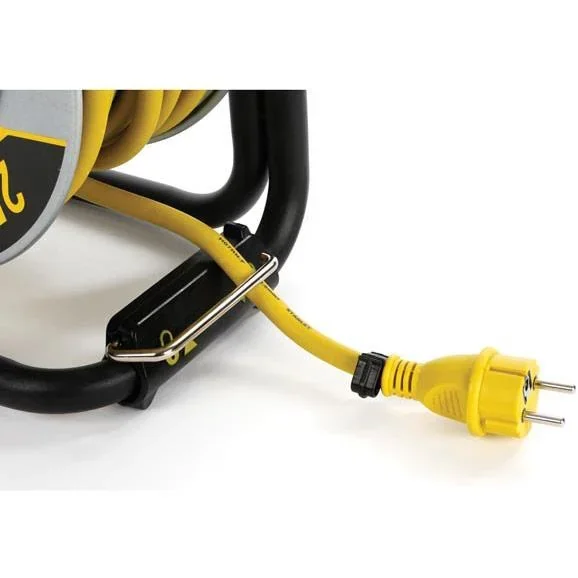 Professionelle Kabeltrommel mit Verdrehschutz - Neopren - 25 M - 3G2.5 - 4 Steckdosen - 2