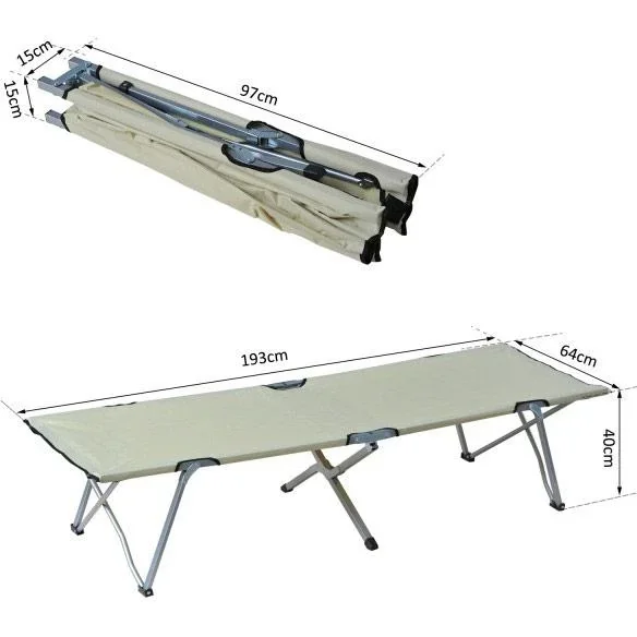 Feldbett Campingbett Liege Klappbett mit Tasche Beige - 2