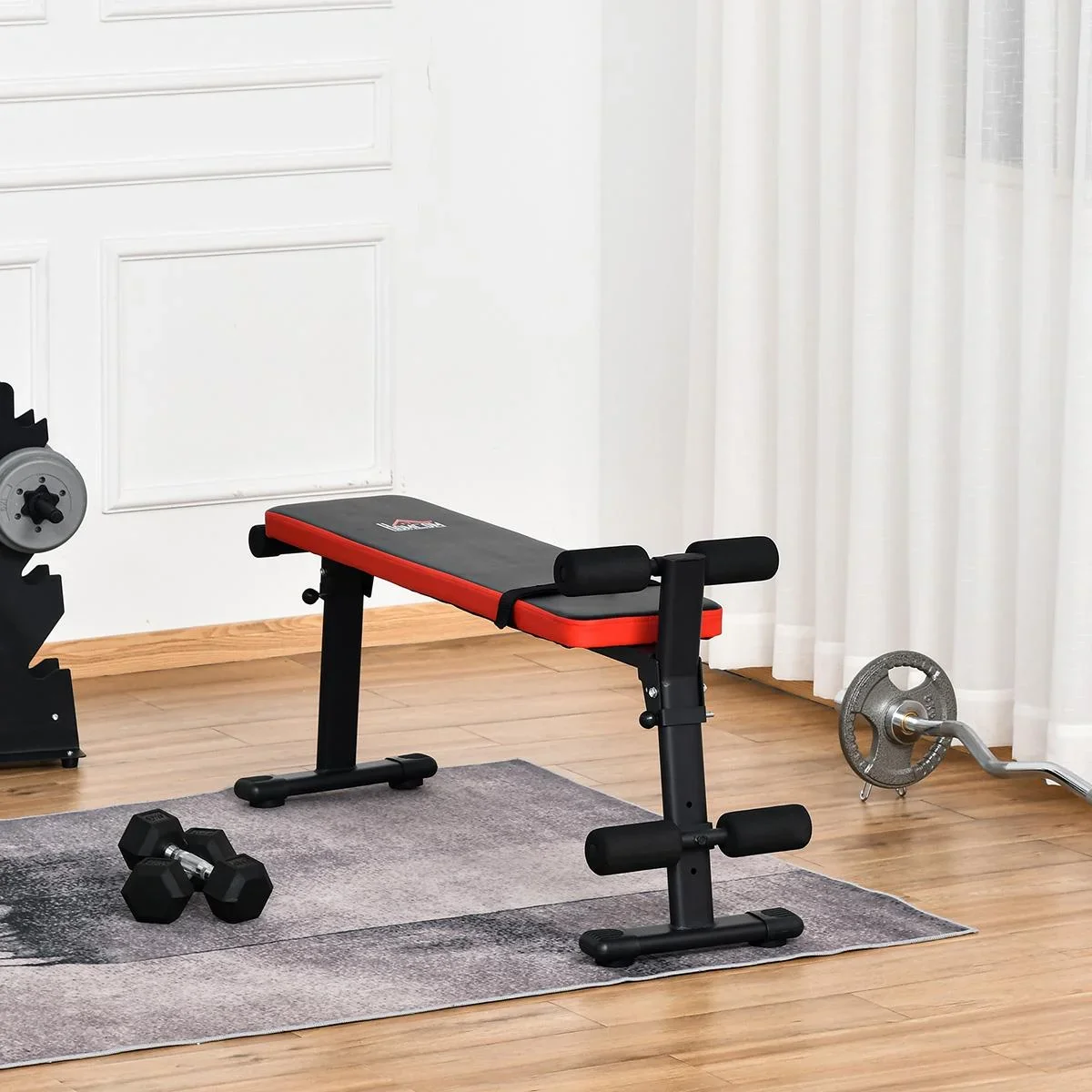 einstellbare Beinplatzierungen Übung faltbares Trainingsgerät für Zuhause Büro und Fitnessstudio Stahl PU Schwarz+Rot 12 - 1