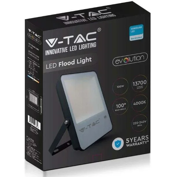 VT-132 LED-Flutlicht - 100 W - 13700 Lm - 4000K - schwarz - Extra effizient - 1