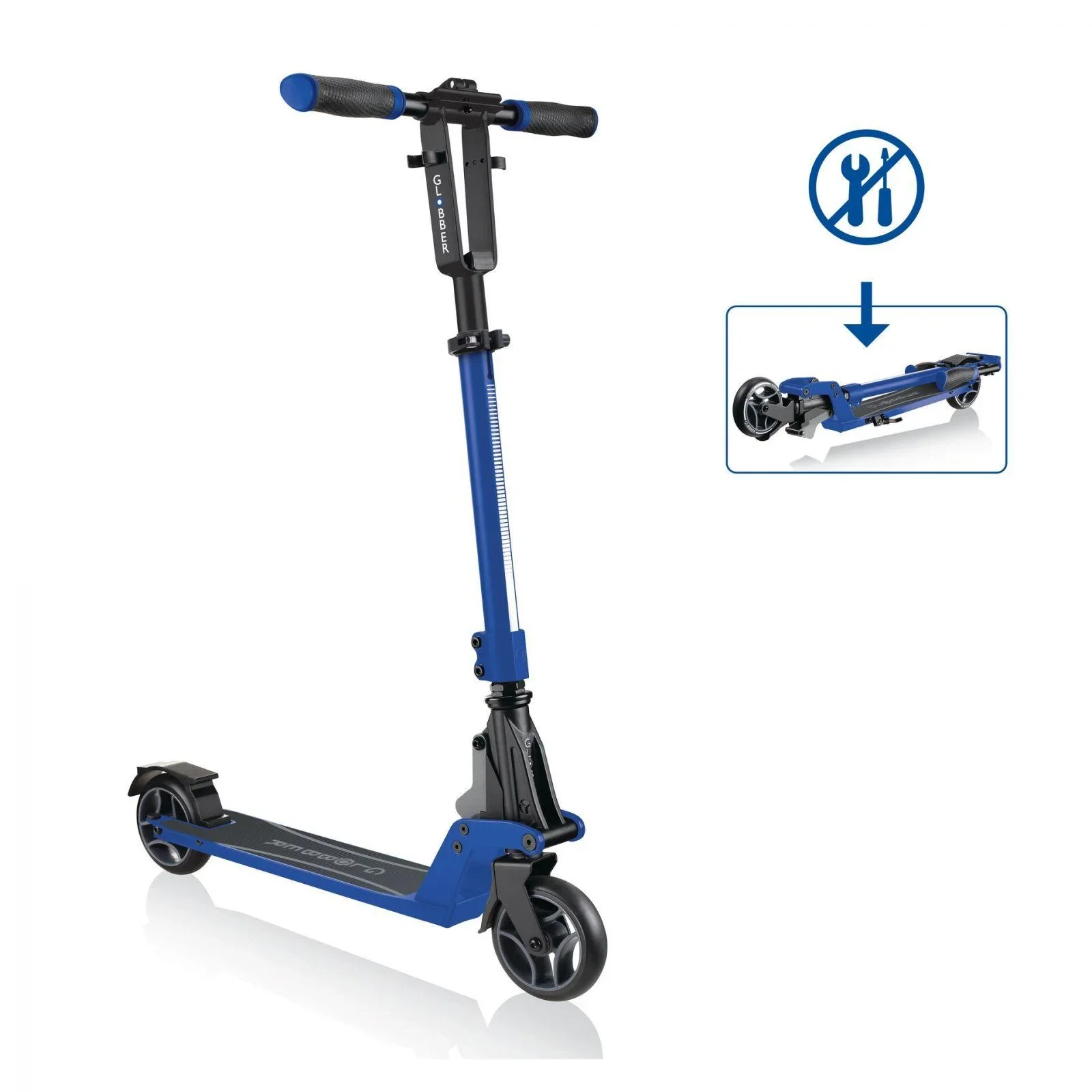 ONE K 125 Tretroller, 125 mm extra breit, ABEC 7, höhenverstellbar, Klappmechanismus, blau - 0