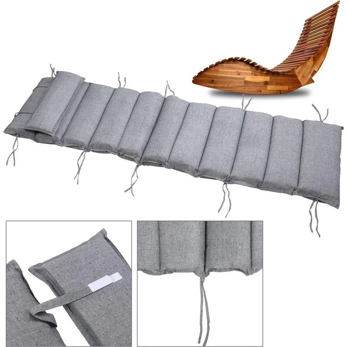 Kissen Sonnenliege - Grau gesprenkelt - 177x58x7 - 0