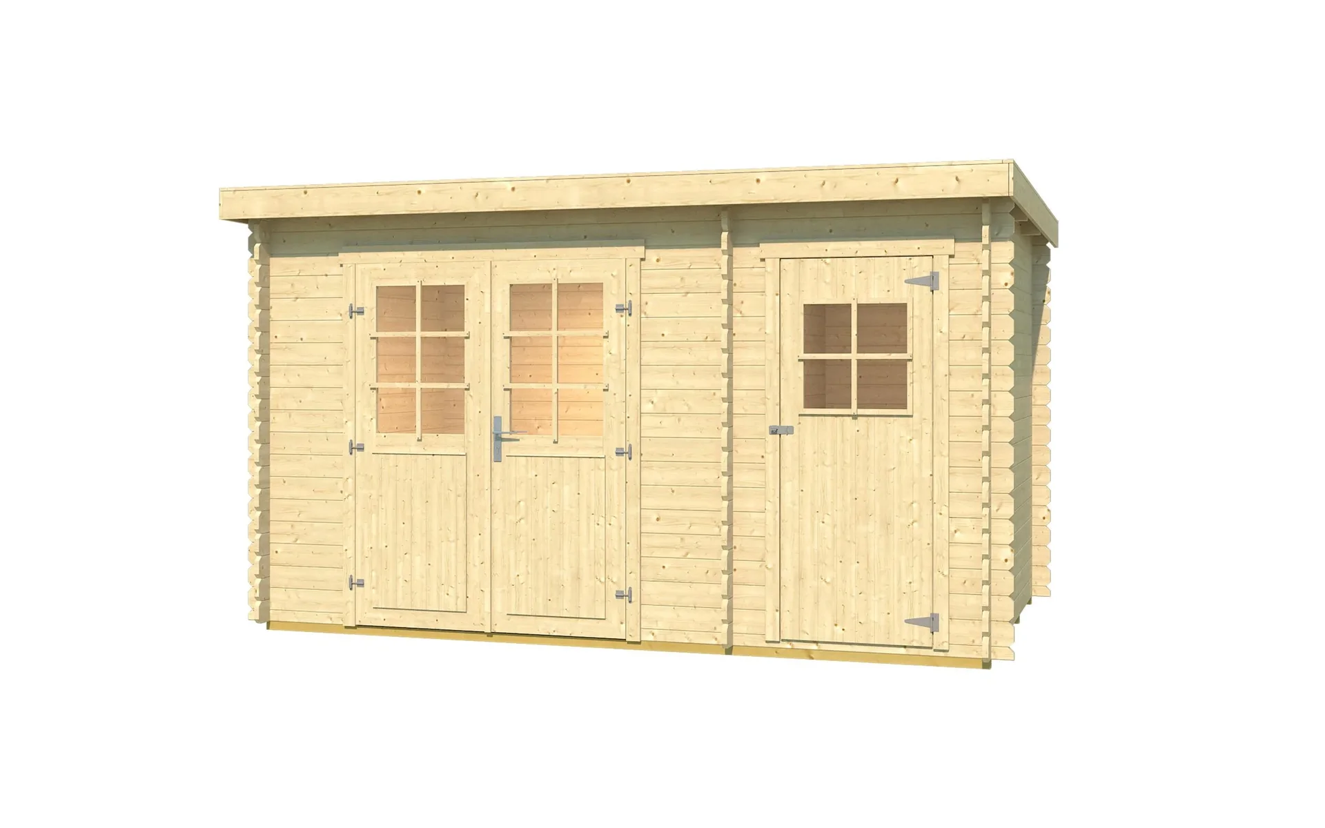 Gartenhaus 254 Gr.1, 394 x 246 x 222 cm Wandstärke 28 mm, Doppeltür, mit 2. Raum Einzeltür - 1