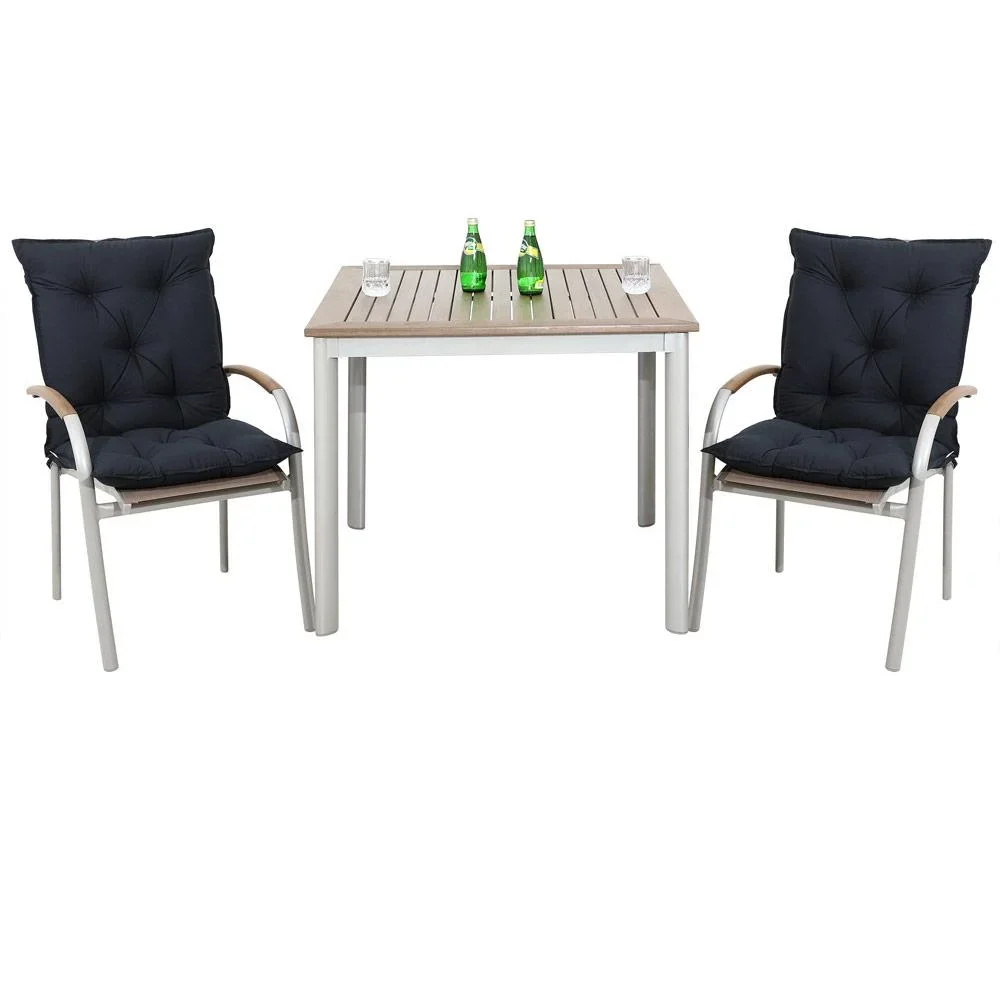 Sitzkissen - 2er Set - Anthrazit 116x57x7cm - 2