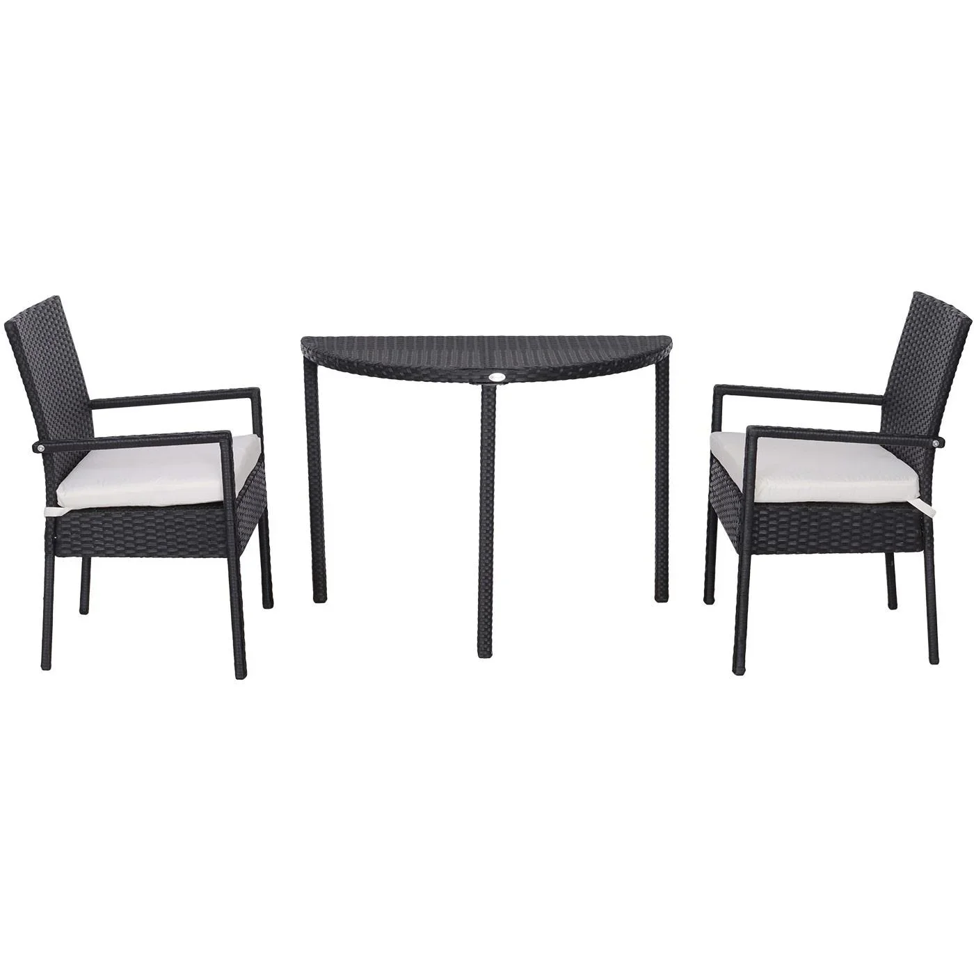 Gartensitzgruppe 3-tlg, Polyrattan Gartenset Rattanmöbel für Balkone Schwarz mit Sitzkissen - 6
