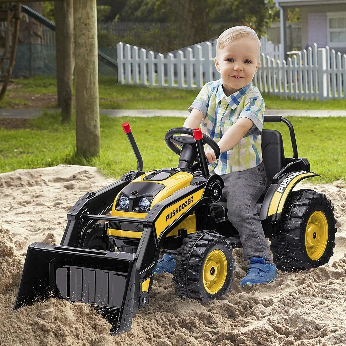 Kinder Elektrobagger Sitzbagger für Kinder Geländewagen traktor elektrisch zum Fahren mit Musik Schaufel Armen 3 5 Jahre - 2
