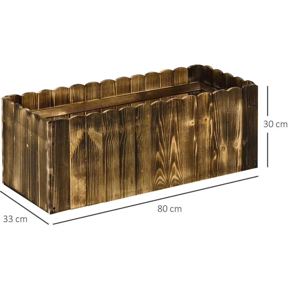 Hochbeet Pflanzkasten Kräuterbeet Pflanzbeet Gemüse Blumenbeet Blumenkasten Tannenholz 80 x 33 x 30 cm - 2