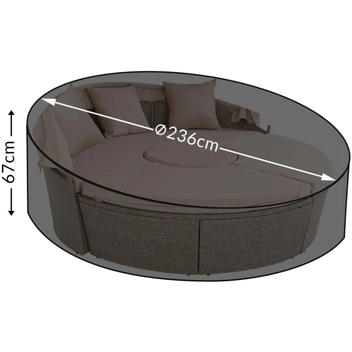 Überhang Lounge Bett Sonneninsel rund 236cm - 0