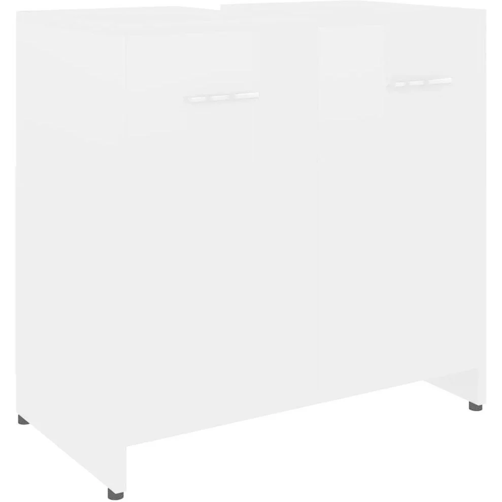 Badschrank 60x33x58 cm Spanplatte Hochglanz weiß - 1