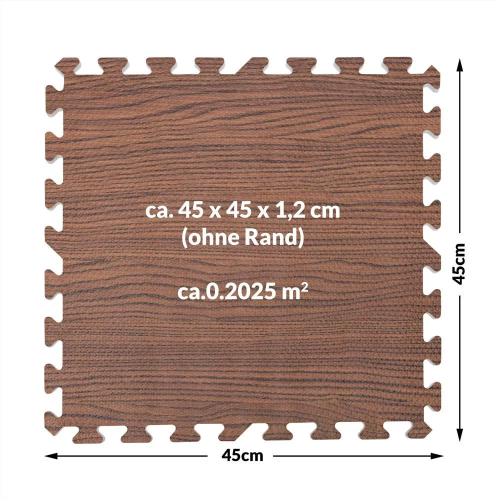 Bodenschutz / Puzzlematte 8 Stück - Braun Holzoptik 172x87x1cm - 2