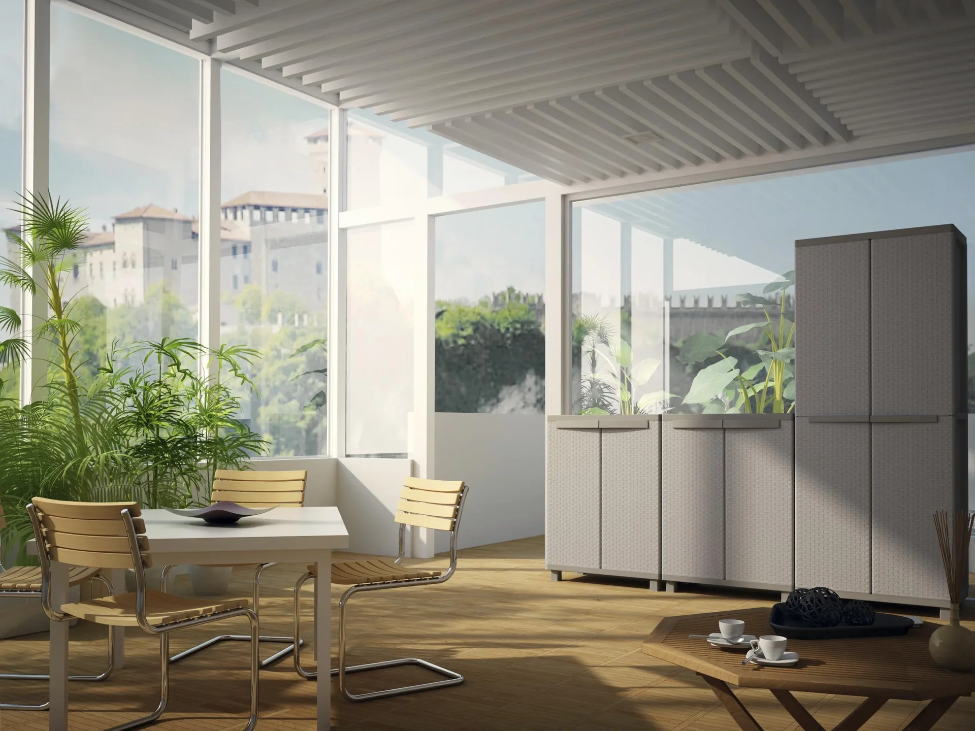 Kunststoff-Spindschrank J-Rattan 368 für den wettergeschützten Außen- und Innenbereich - 0