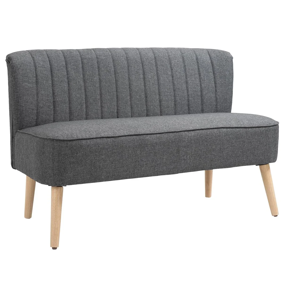 2-Sitzer Stoffsofa Polstersofa Sitzmöbel Loungesofa Holz Schaumstoff Dunkelgrau 117 x 56,5 x 77 cm - 2