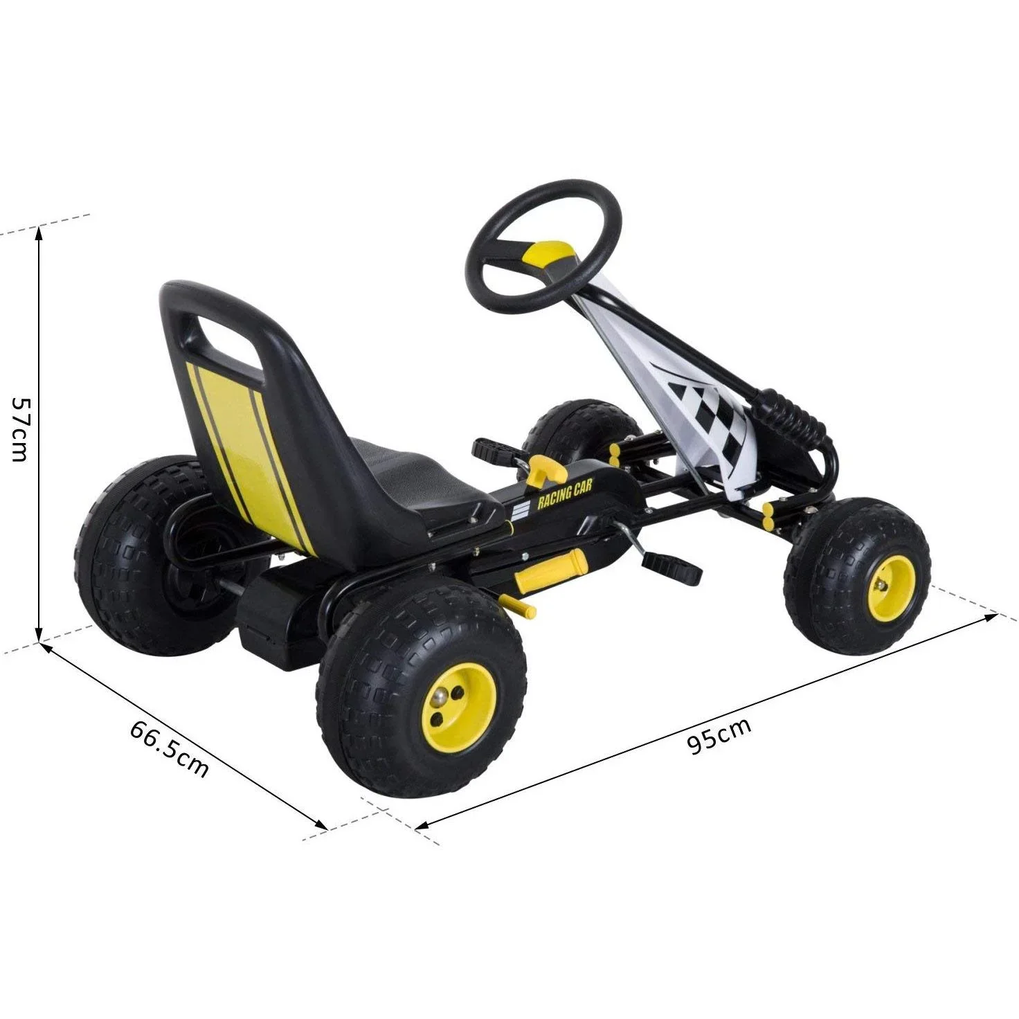 Tretauto Go Kart Tretfahrzeug ab 3 Jahre Schwarz - 3