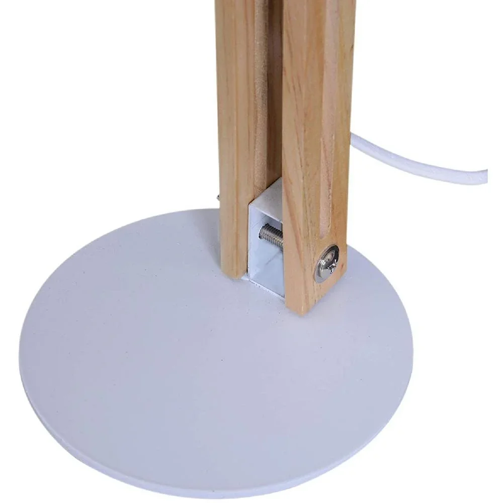 Tischleuchte Schreibtischlampe verstellbar Leselampe Büro Metall + Holz weiß 26 x 15 x 41 cm - 0