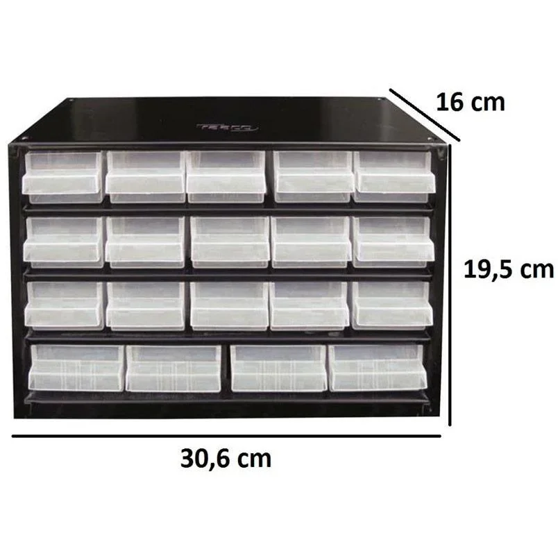 Stahl-Schubladenschrank mit 19 Schubladen - 30,6 x 15 x 19,5 cm - 0