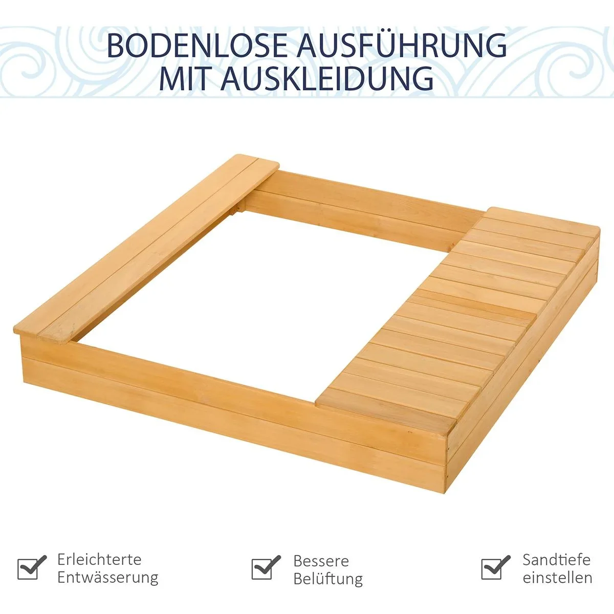 Sandkiste mit Bank und Aufbewahrungsfächern naur, blau - 5