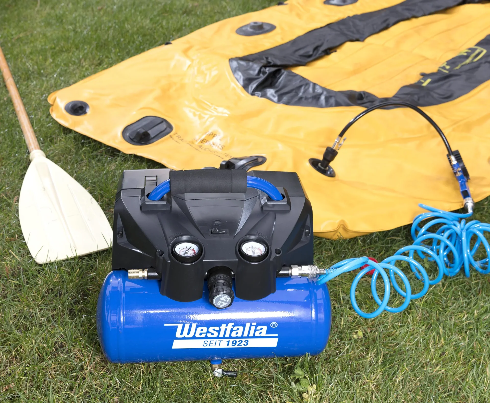 Akku-Druckluftkompressor-Set, 2x18 Volt-4 Ah, 1x Dippel-Schnellladegerät - 5