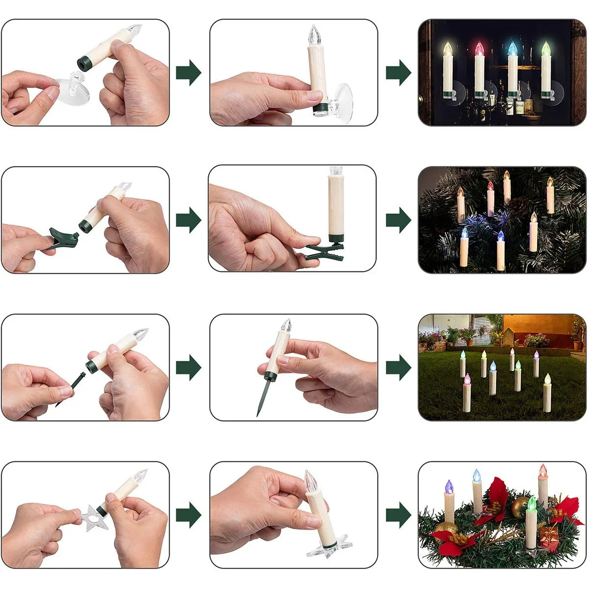 LED-Weihnachtsbaumlichter - Weihnachtsbaumschmuck - Set mit 30 farbigen Lichtern, ferngesteuert - 5
