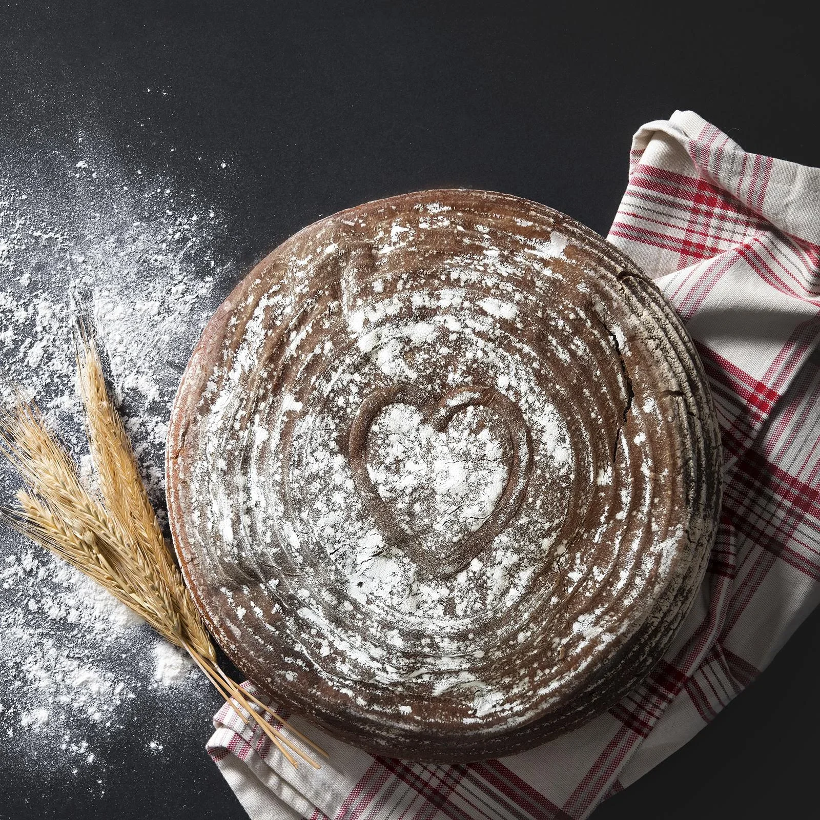 Gärkörbchen rund, mit Herz und Bezug, Ø 24,5 x 8,5 cm - 5