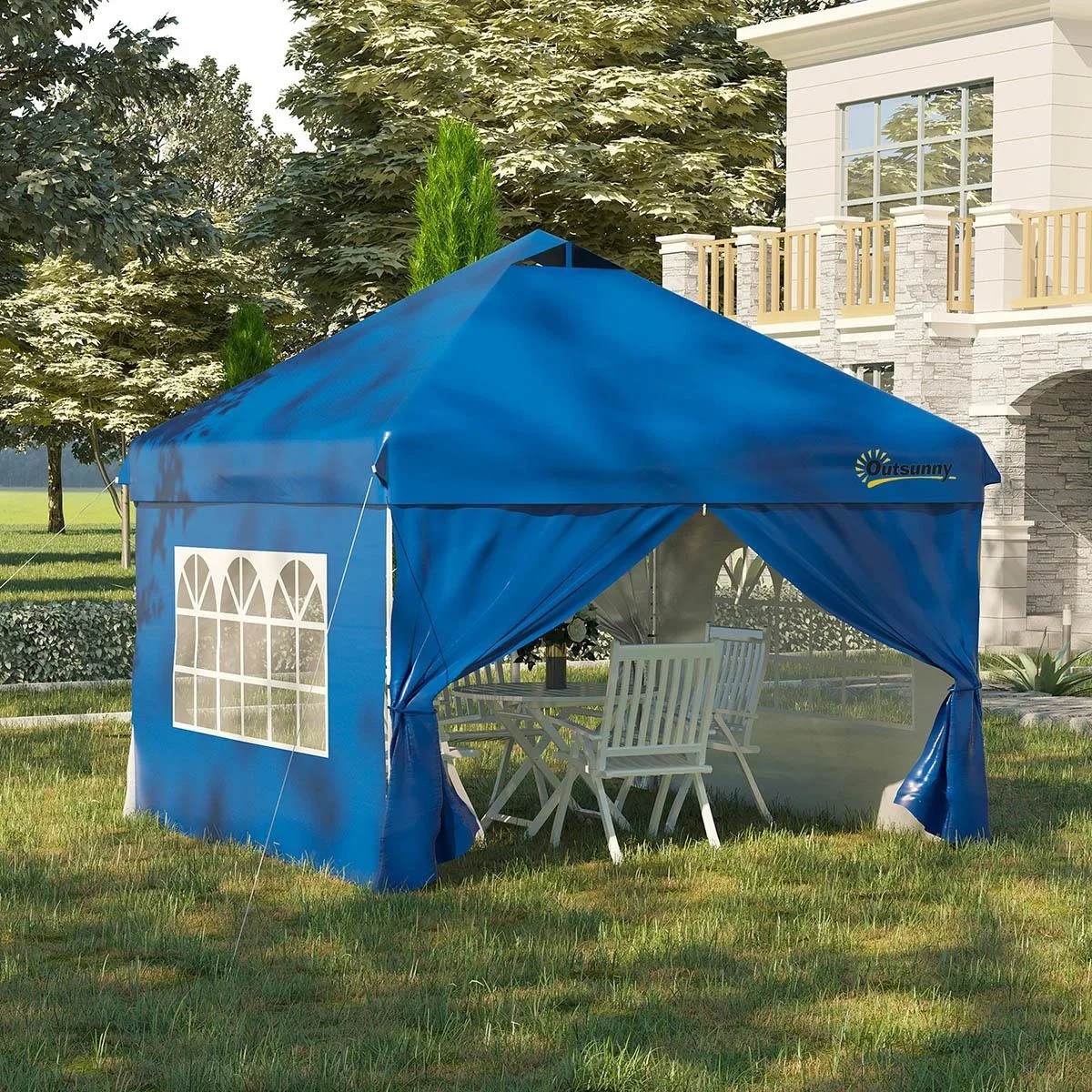 Gazebo faltbar - Blau - 3 x 3 m - inkl. Heringe und Tasche - 0