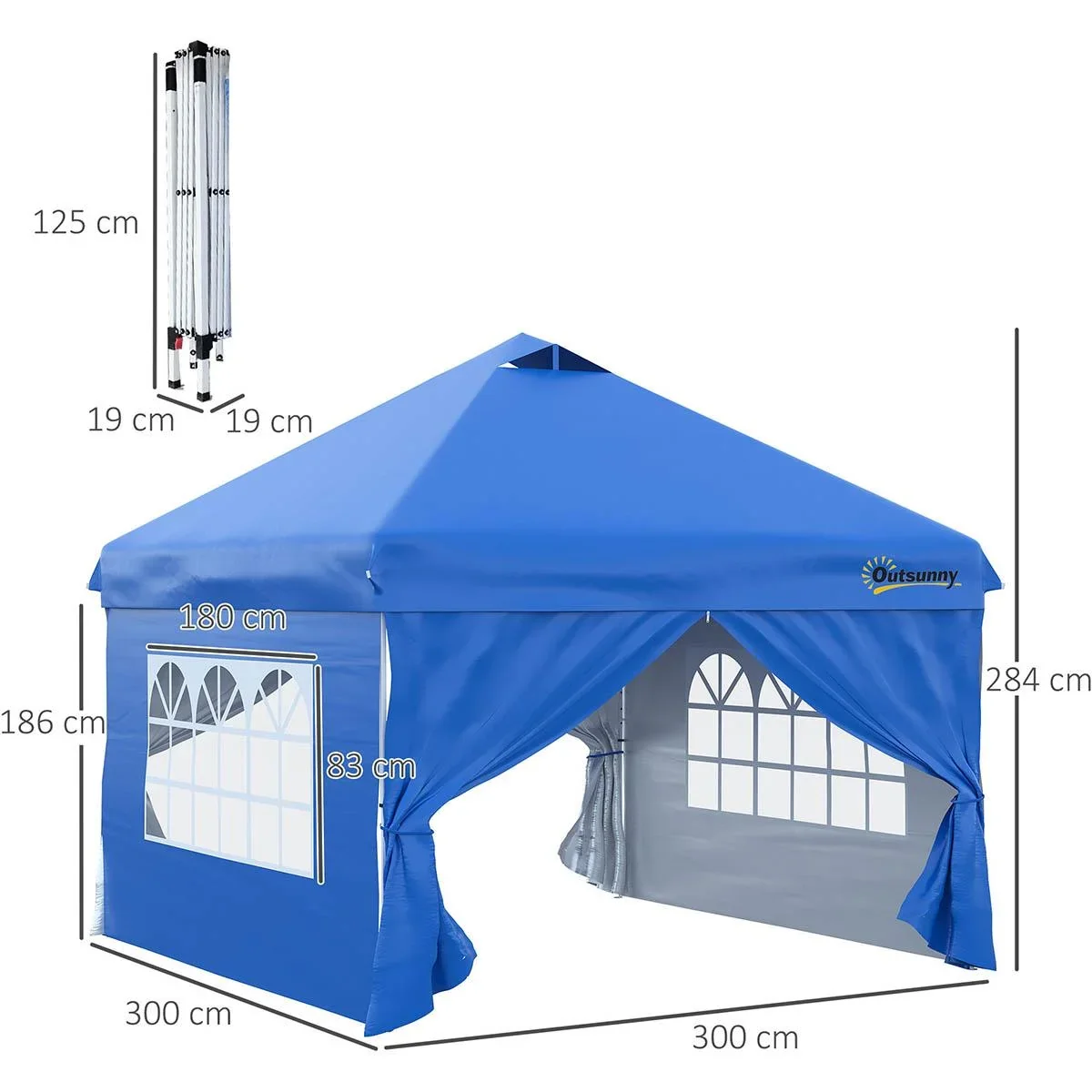 Gazebo faltbar - Blau - 3 x 3 m - inkl. Heringe und Tasche - 2