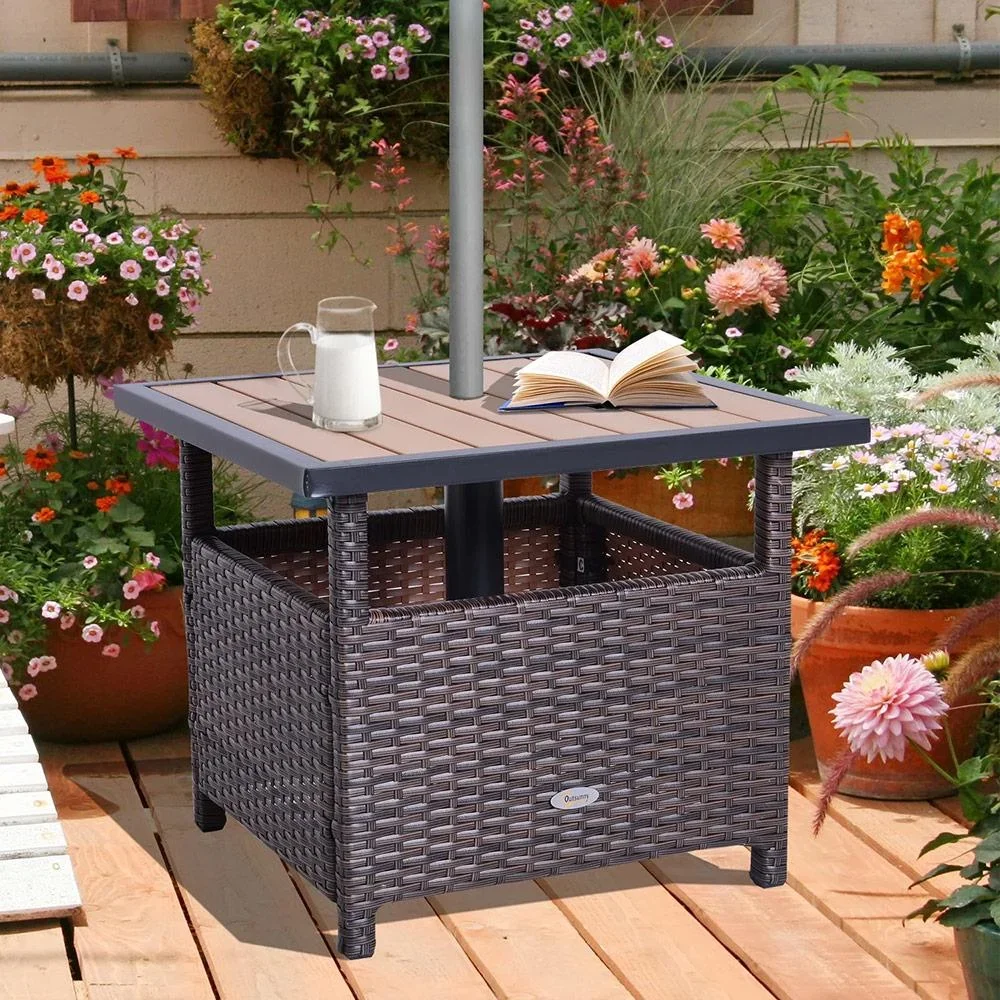 Polyrattan Gartentisch braun - 1