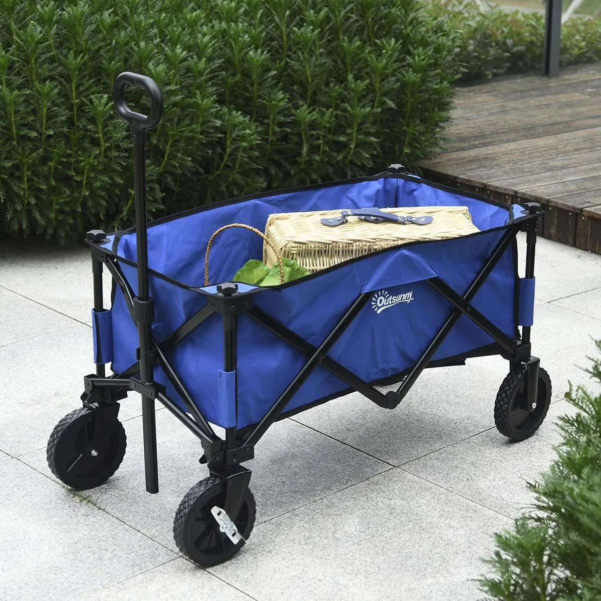 Bollerwagen, Faltbarer Handwagen, 360° Gartenwagen, Transportwagen, Strandwagen, Stahlrahmen, Oxford, 107 x 51 x 91,5 cm - 4