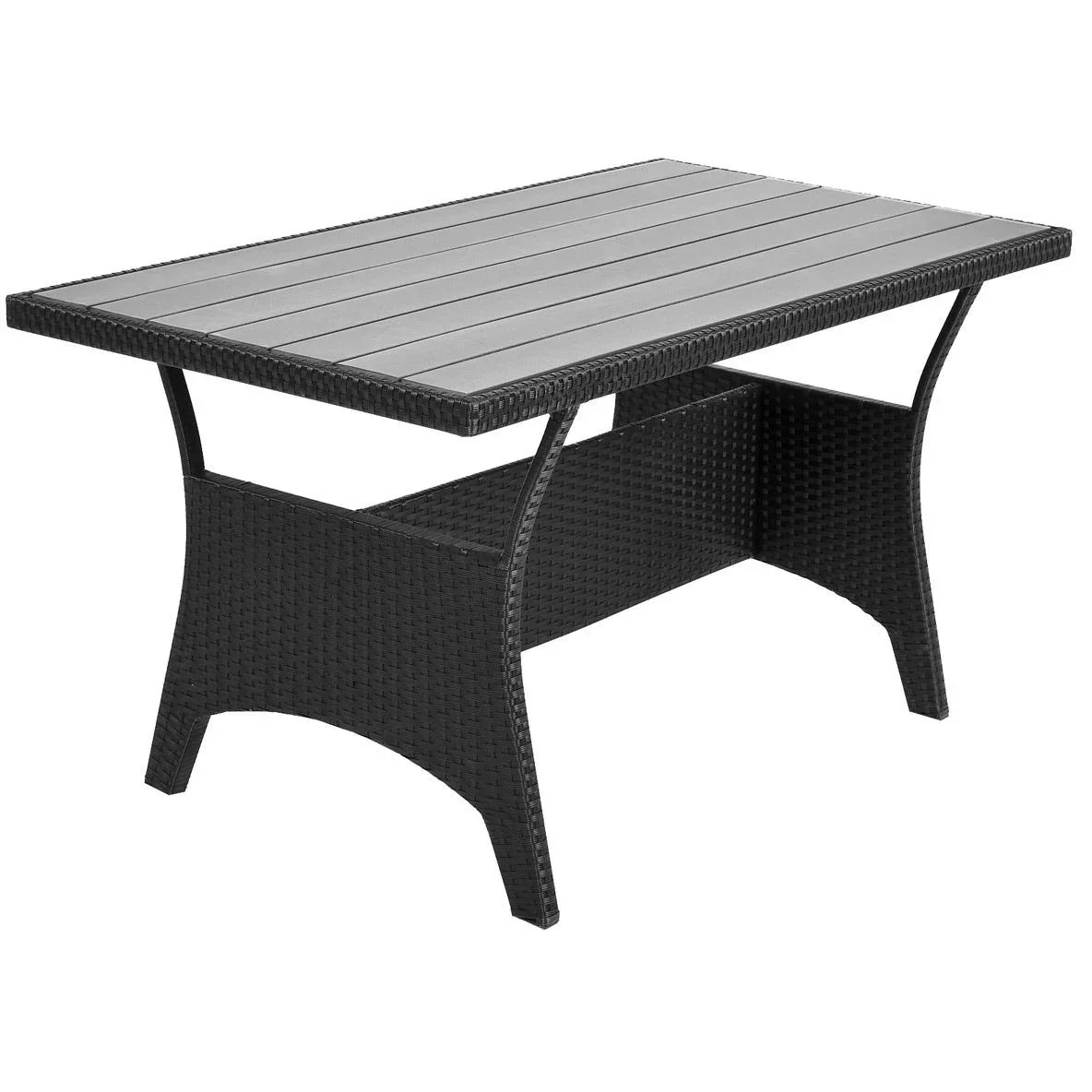 Polyrattan Lounge Set schwarz WPC Tischplatte - 2