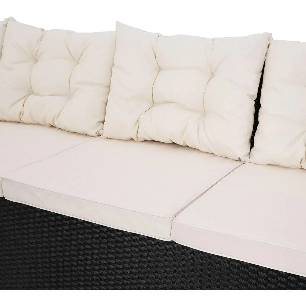 Polyrattan Lounge Set schwarz WPC Tischplatte - 3