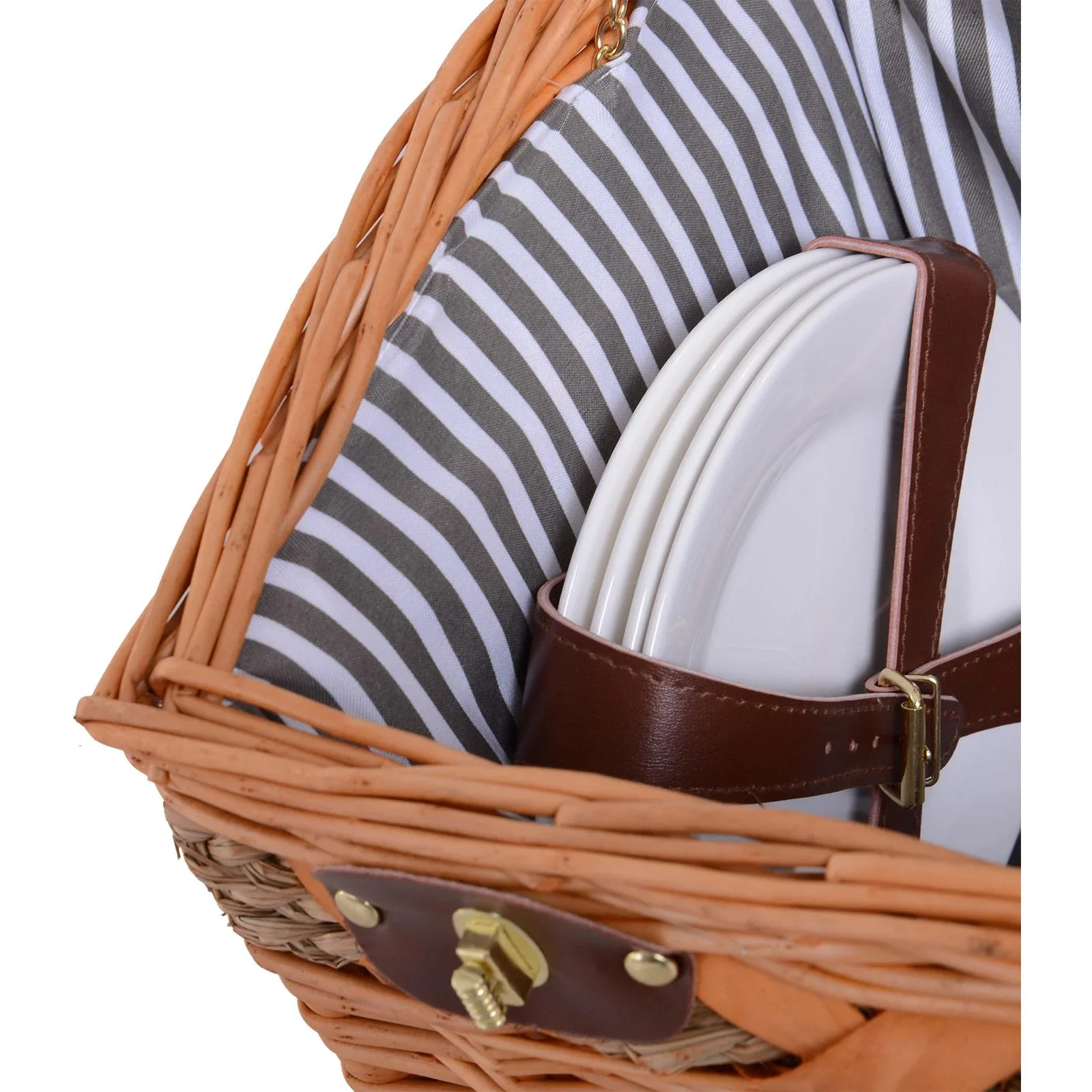 Picknickkorb für 4 Personen Picknickkoffer Picknickset Weidenkorb mit Käsebrett Utensilien Glas - 3