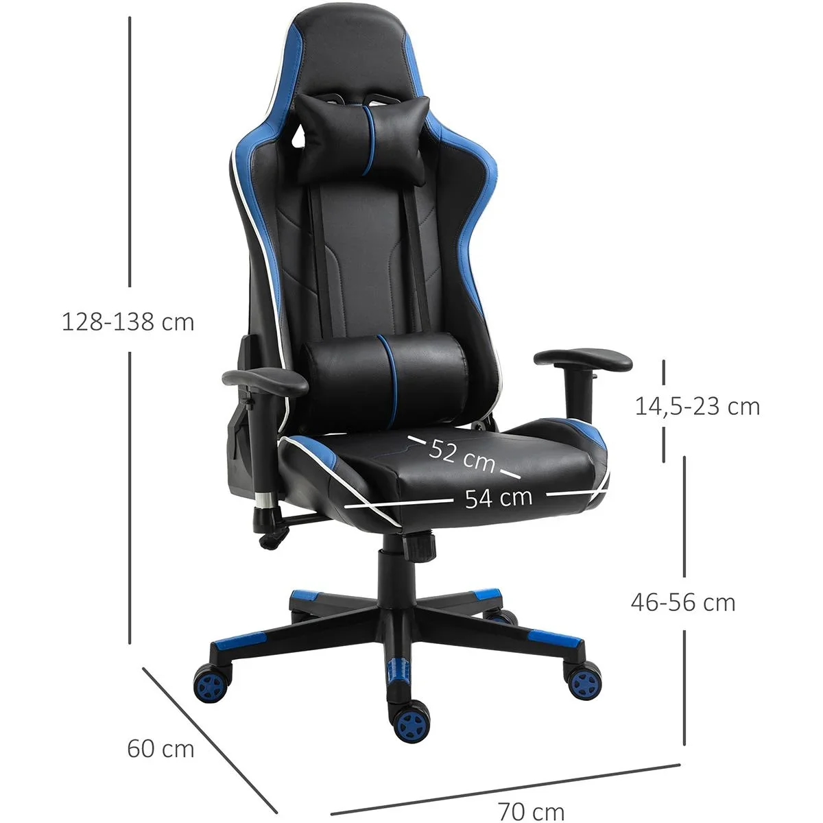Gamingstuhl ergonomisch geformt Blau, Schwarz - 0