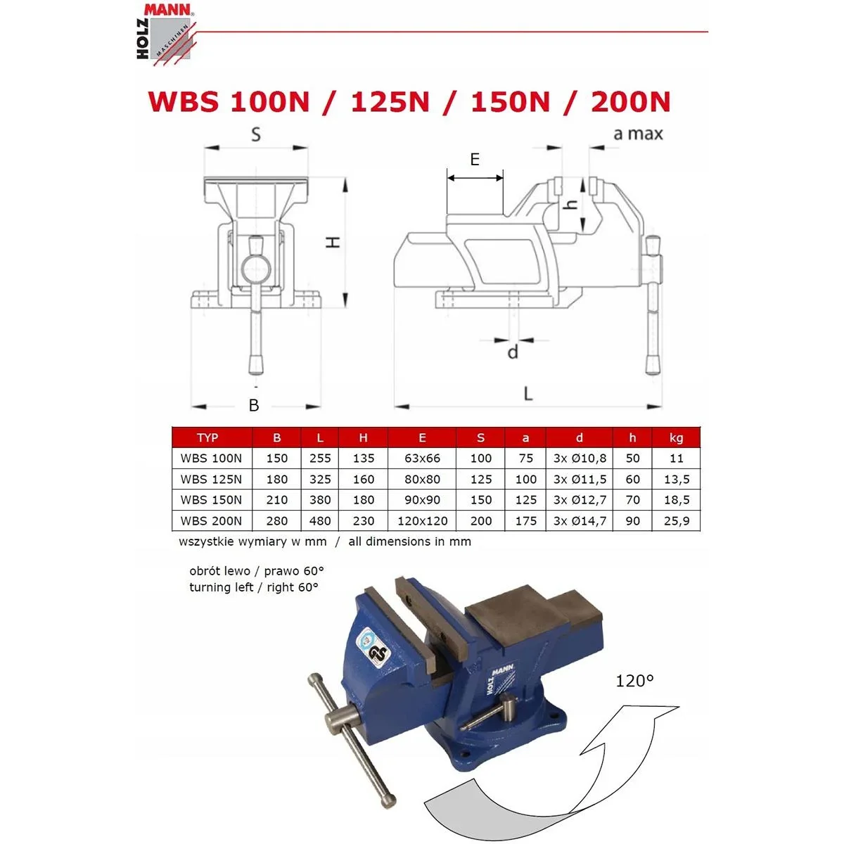 Schraubstock WBS100N - maximale Öffnung: 80 mm - 0
